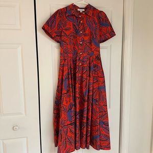 COPY - Alexis x Target Red/Blue Tropical Midi Dress, Size Small